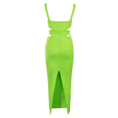 Green Hollow Out Bandage Dress