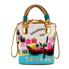 Thailand-Themed Souvenir Bucket Bag