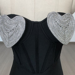 Heart Chest Diamond Dew Backpack Hip Bandage Dress