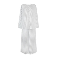 Solid Pleated Sleeveless Top + Wide Leg Trousers