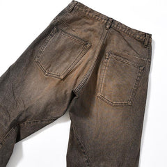 Washed Rust Loose Straight Leg Denim Jeans