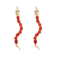Alloy Diamond Inlaid Snake Shaped Earrings
