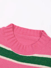 Pink Striped Big Knitted Sweater