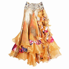 Pre Order: Bellydance Ruffled Long Full Circle Wrapped Skirt