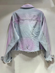 Tassel Heart Diamond Purple Tie-Dye Single Breasted Jacket