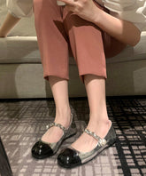 Beautiful Splicing Flat Feet Shoes Silver Faux Leather Buckle Strap