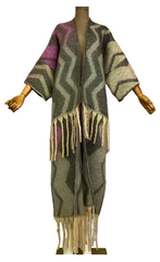 Chic Gradient Print Tassel Maxi Cardigan - WINI