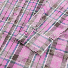 Cotton Plaid Long Sleeved Loose Fit Shirt