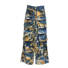 Multi Pocket Camouflage Straight Leg Mop Jeans