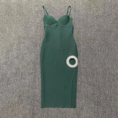 Solid Mesh Splicing Hollow Out Bandage Dress