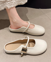 Casual Comfy Splicing Beige Faux Leather Slide Sandals