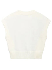 Drawstring Patterned Loose Fit Cable Knit Vest