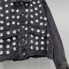 Hand Sewn Diamond Loose Denim Jacket