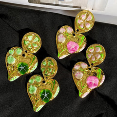 Heart Shaped Flower Clip Earrings