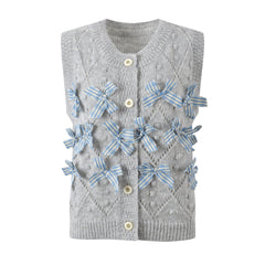 Pre Order: Bow Single Breasted Knitted Vest