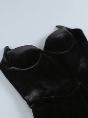 Solid Velvet Strapless Split Maxi Dress