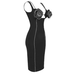 Elegant Floral Bust Bandage Midi Dress