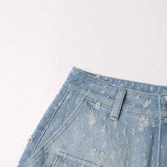Multi Pocket Distressed Zip Up to Knee Jeans