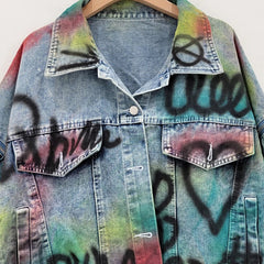 Graffiti on Denim Long Back Jacket