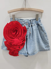 Elastic High Waist Patchwork Flower Loose Short Pants