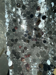 Silver Sequin Elastic High Waist Skirt