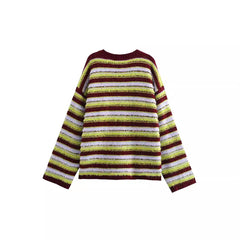 Retro Contrasting Striped Knit Sweater
