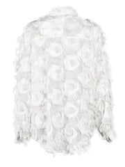 White Tassels Long Sleeve Round-Neck Top