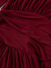 Turtleneck Waist Wrap Batwing Sleeve Maxi Dress