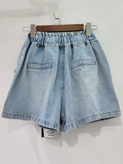 Tassel Bead Inlaid Diamond Wide Leg Denim Shorts