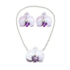 Flower Pendant Necklace + Earrings Set