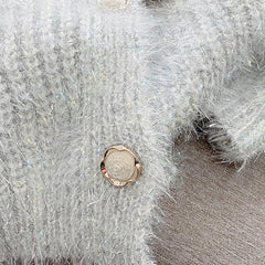 Silver Thread V-Neck Oversized Knitted Cardigan