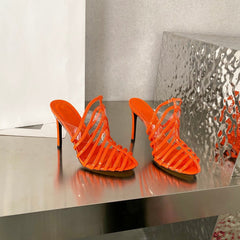 Stripe Mid Line Stiletto Sandals