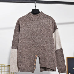 Two-Tone Slit Sweater+Pants Knitted Set