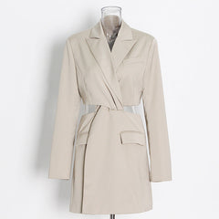 Solid Long Sleeve High Waist Hollow Out Dress