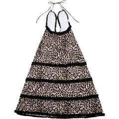 Pre Order: Backless Leopard Print Halter Hollow Out Maxi Dress
