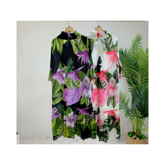 Ruffled Sleeves Pleated Lace Up Dress