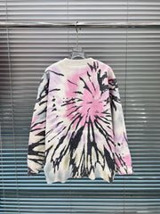 White Abstract Flower O-Neck Knitted Sweater