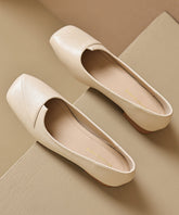 Apricot Faux Leather Splicing French Flat Shoes