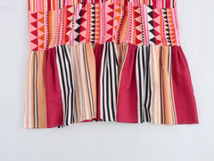 Printed Long Sleeved Boho Maxi Dress