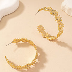 Retro Exaggerated Sunflower C-Shaped Earrings