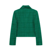 Elegant Solid Button Cropped Blazer