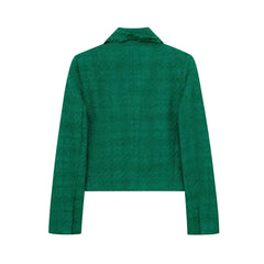 Elegant Solid Button Cropped Blazer