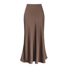 Solid Satin A-Line Skirt