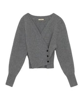 Solid Gray Knitted Wrap Cardigan