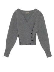 Solid Gray Knitted Wrap Cardigan