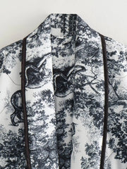 Vintage Ink Painting Cotton Padded Kimono Jacket