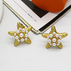 Starfish Pearl Antique Minimalist Earrings