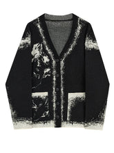 Pre Order: Black Acid Dye Loose Knit Cardigan
