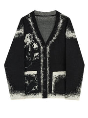 Pre Order: Black Acid Dye Loose Knit Cardigan