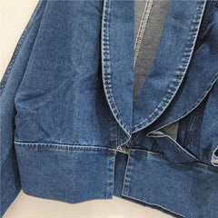 V-Neck Ruffle Edge Denim Jacket
